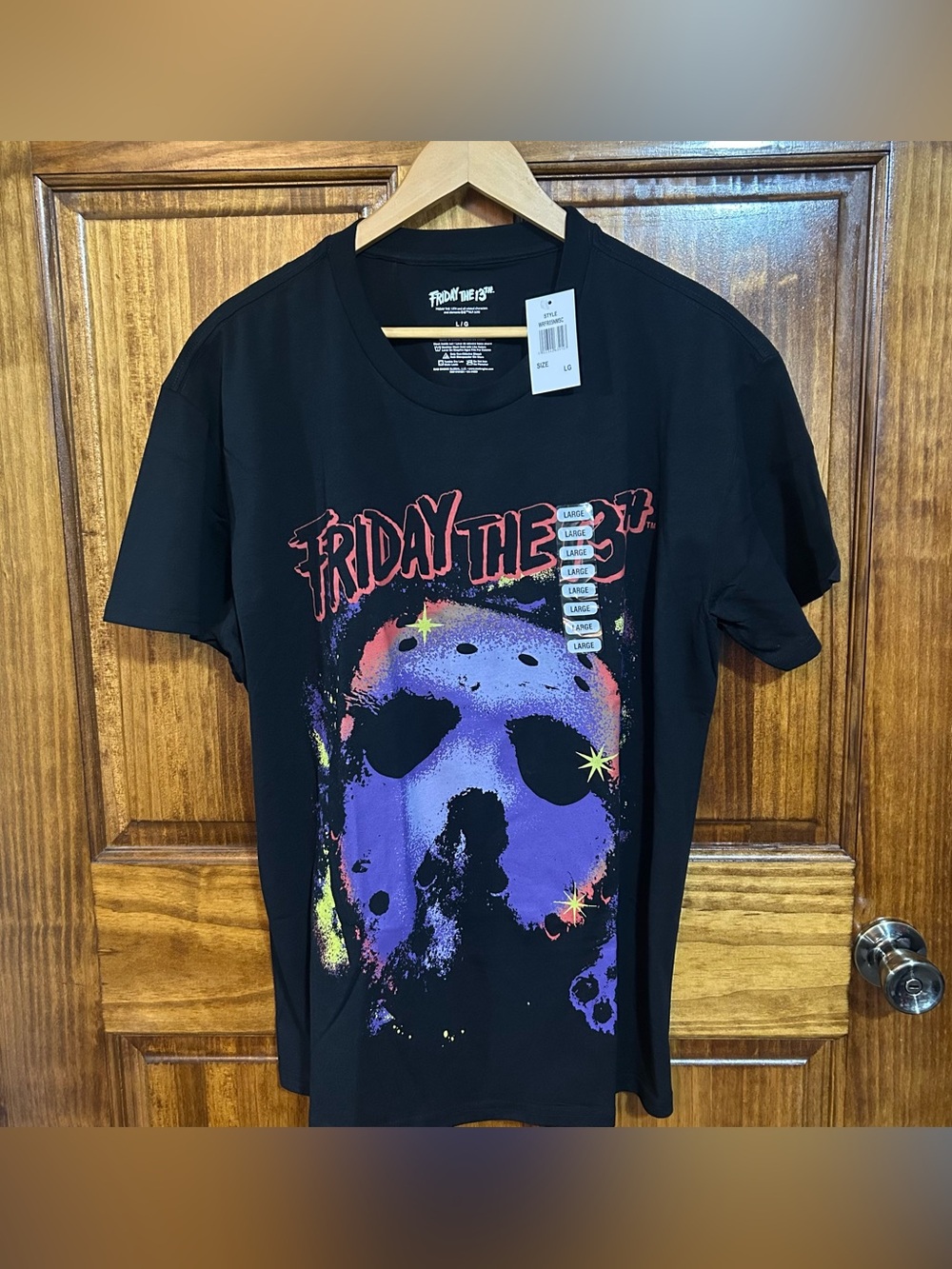 Black Friday The 13th Graphic T-Shirt Jason Voorhees Hockey Mask Mens Large New